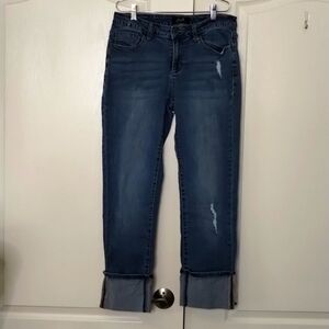 Earl Jeans denim jeans straight cuffed size 8 light to medium wash stretch